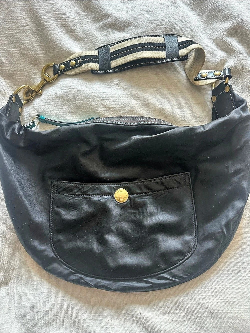 Coach Sateen Hobo Crescent Bag Black Hobo